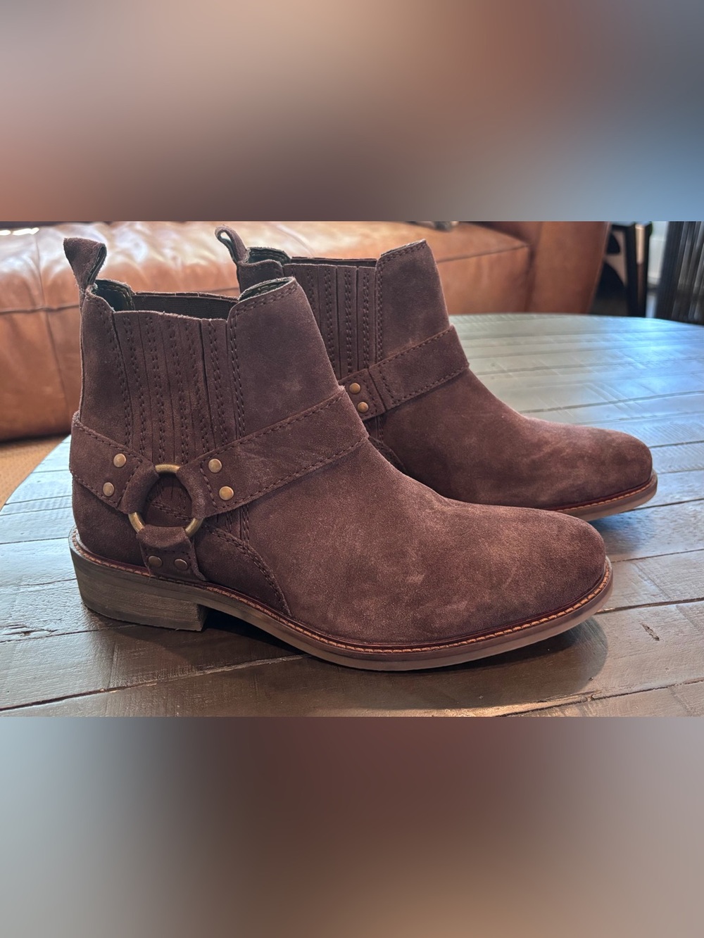 🔥Steve Madden Men’s Sz 9 Brown Suede Leather Harness Boots Ankle Casual New